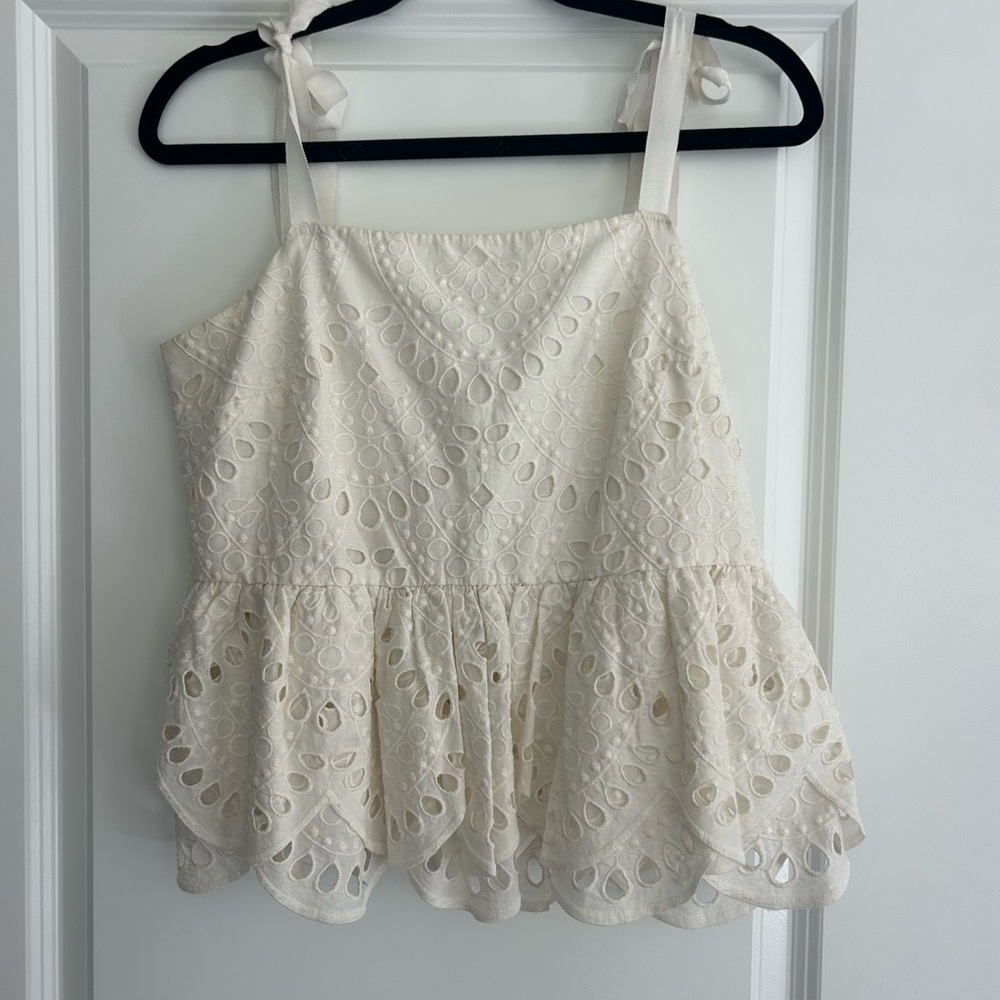 J Crew 100% Cotton Cream Lace Women's Top